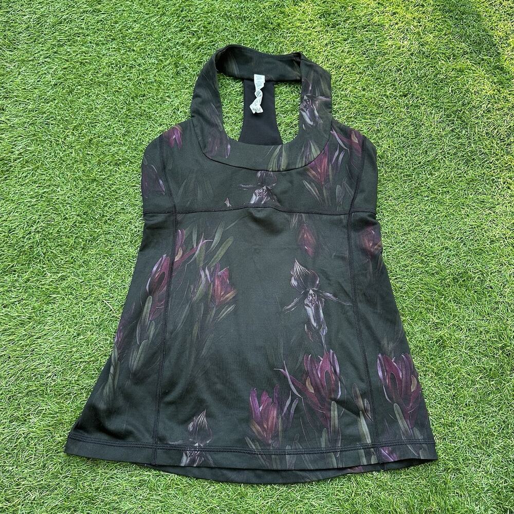 Lululemon Tank Top Womens 6 Midnight Iris Scoop Neck Shelf Bra Racerback‎